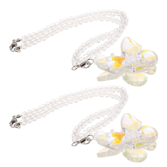 FOMIYES 2-Pack Crystal Butterfly Bow Car Pendant, Multi-Color Car Interior Charm Accessories