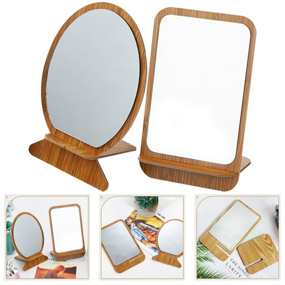Raindrops 2Pcs Vanity Mirror with Stand Compact Square Shape for Women Beauty Routine
