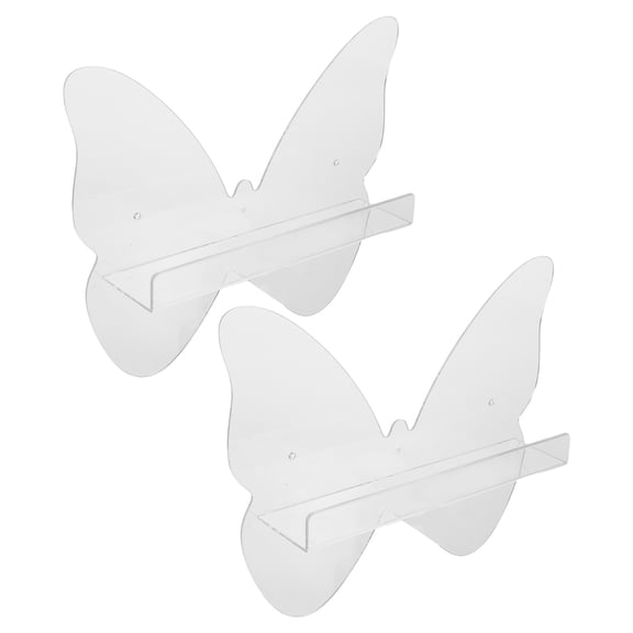 Raindrops 2Pcs Clear Acrylic Vinyl Record Wall Mount Storage Rack Butterfly Shape Display Shelf