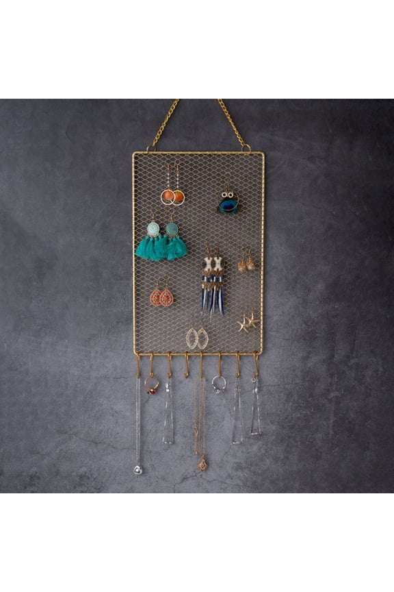 2Pcs Hanging Jewelry Organizer Wall Mount Earring Holder for Elegant Home Storage