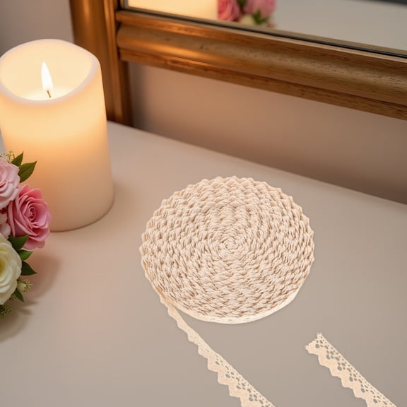 Raindrops 2Pcs White Cotton Lace Trim Ribbon Embroidered Vintage Floral Pattern for Wedding Decoration