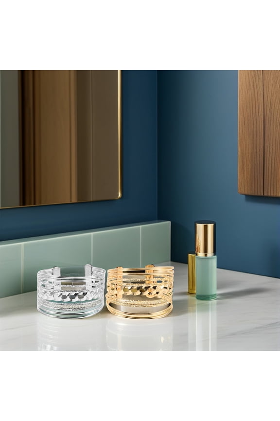 2Pcs Wide Cuff Statement Jewelry Open Cuff Bracelet Multi Metal Fashion Accessory for Women Daily Wear