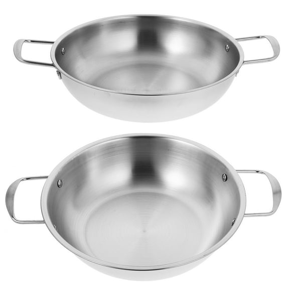 Raindrops 2Pcs Stainless Steel Cooking Pan with Handles Ideal for Kitchen and Home Cooking