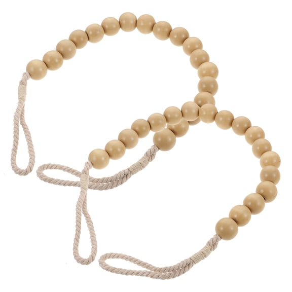 Raindrops 2Pcs Wood Bead Home Decor Curtain Straps Decors Curtain Tie Wood Beads Belts