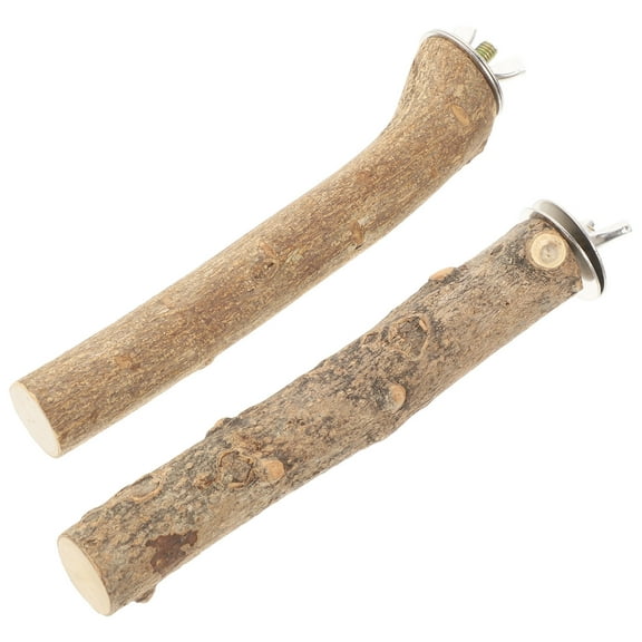 Raindrops Wear-Resistant Wooden Bird Perch Set of 2 Beige for Parrots and Small Birds Indoor Use