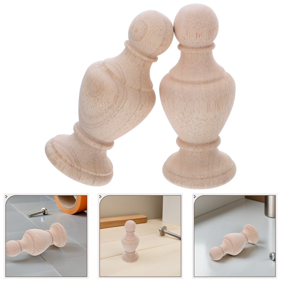 Raindrops 2Pcs Wood Post Finials for Curtain Rod Decoration Carved Finial Ends Khaki European Style