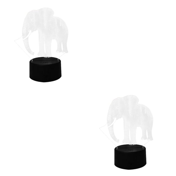 Raindrops 2pcs 3D LED USB Touch Control Elephant Colorful Table Lamp Acrylic Plate Black Base Night Light Plug- Light