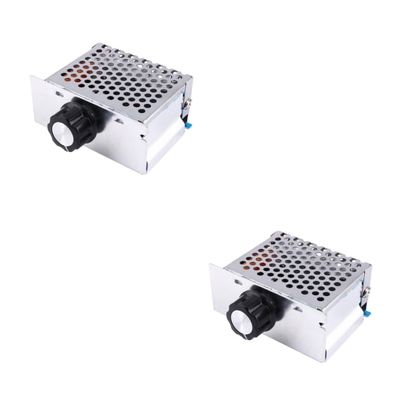 Raindrops 2pcs 4000W 220V SCR Voltage Regulator Motor Control Thermostat Dimmer (Silver)