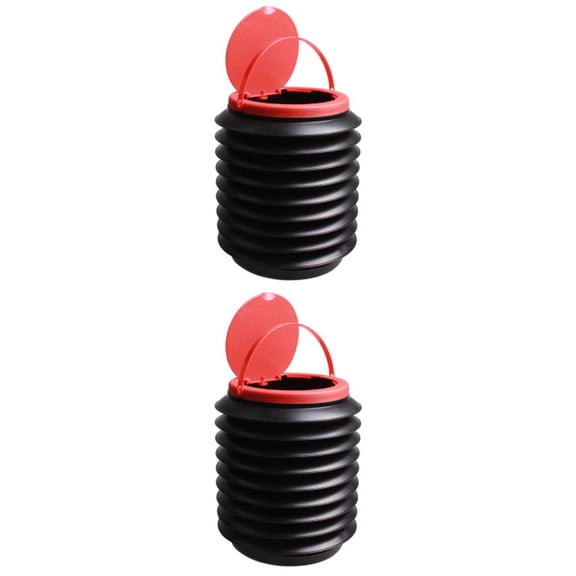 Raindrops 2-Pack 4L Foldable Trunk Trash Bin Portable Retractable Plastic Water Container with Lid Organizer Box in Black