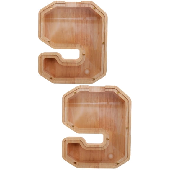 LABRIMP Creative Wooden Bank, Multi-Color, Transparent, Durable, Storage, 2Pcs