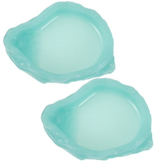Raindrops 2Pcs Glow in Dark Resin Reptile Water Bowl Anti Spill Feeding Dish