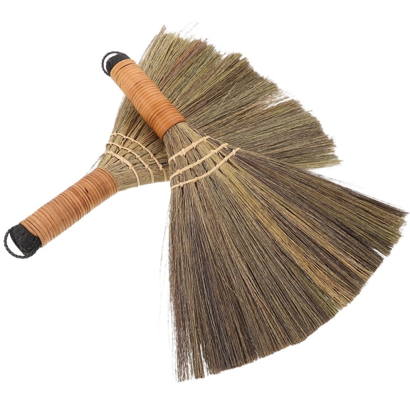 FOMIYES 2-Pack Handwoven Soft Brooms for Indoor and Outdoor Use, Compact Size Perfect for Corners, Sofas, Tables, and Tight Spaces Cleaning