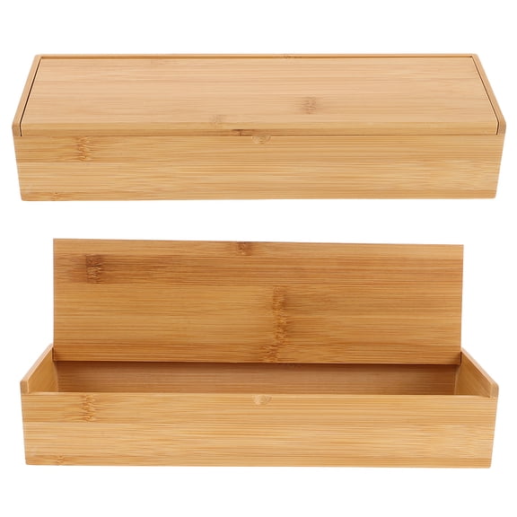 Raindrops Elegant Craftsmanship Bamboo Organizer Box Light Brown 2Pcs