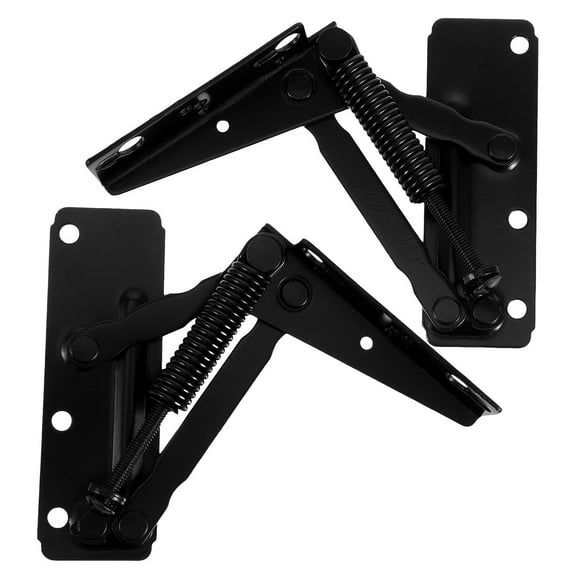 Raindrops 2pcs Black Spring Hinges 85 Degree Foldable Lifting Bracket Heavy Duty Spring Hinges for Folding Sofa Bed Cabinet Furniture Storage Support Toy Box Chest Black
