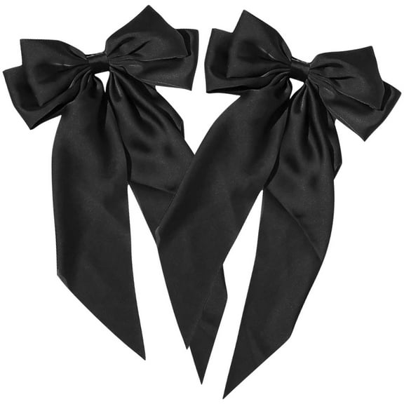Raindrops Set of 2 Black Bow Hair Clips for Women, Fashion Cloth Barrettes Perfect for Weddings and Daily Wear