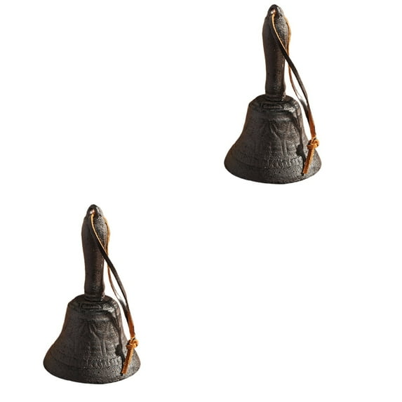 Raindrops 2pcs Cast Iron Hand Bells Retro Countryside Hand Bells Iron Bells Creative Hanging Bells (Rusted Color)