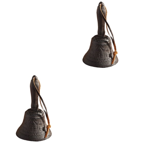 Raindrops 2pcs Cast Iron Hand Bells Retro Countryside Hand Bells Iron Bells Creative Hanging Bells (Rusted Color)