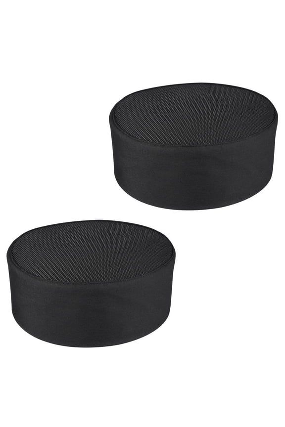 2Pcs Breathable Black Chef Caps Unisex Adjustable Cloth Chef Headgear for Cooking
