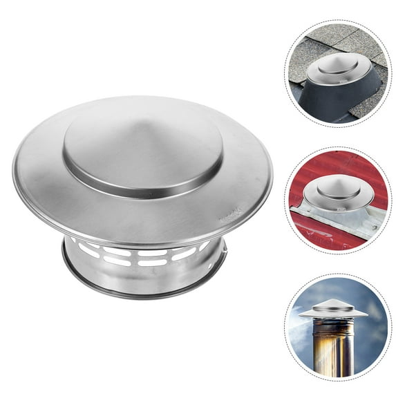 Raindrops 2pcs Chimney Cap Rain Cover Stainless Steel Windproof Cap Rain Hat Protector Cap Chimney Part
