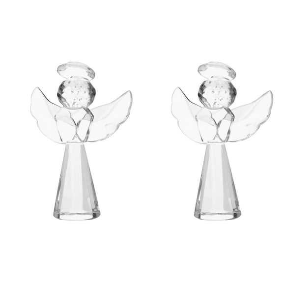Raindrops 2pcs Clear Crystal Angel Decor Polished Pray Angel Statue Desktop Decoration