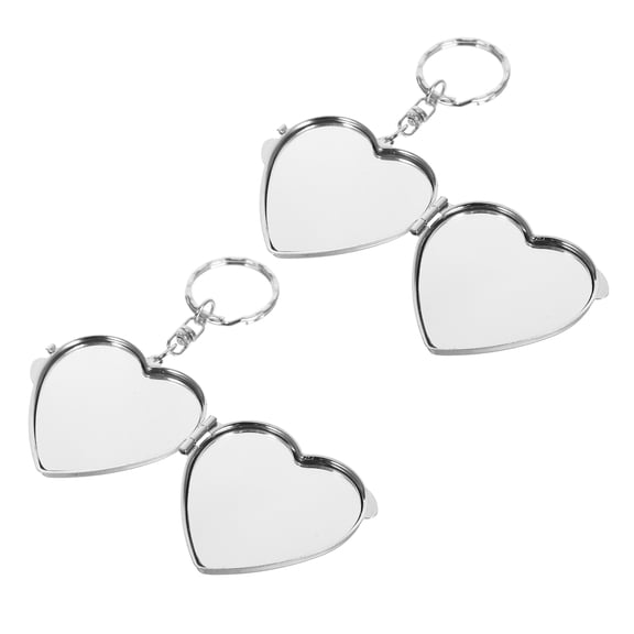 Raindrops 2pcs Compact Folding Mirror Heart Shaped Mini Vanity Mirror Portable Travel Makeup Mirror For Purse Cute Cosmetics Mirror For Women