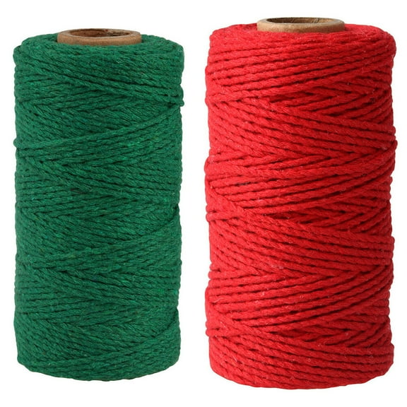 Raindrops 2pcs Cotton Twine String for Gift Wrapping - Red Green