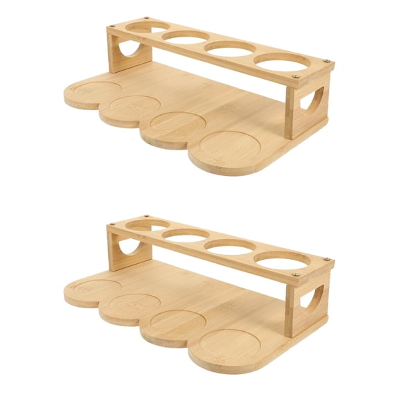 Raindrops 2pcs Countertop Spice Storage Shelf  Bamboo Spice Display Shelf  Kitchen Oilcan Storage Rack