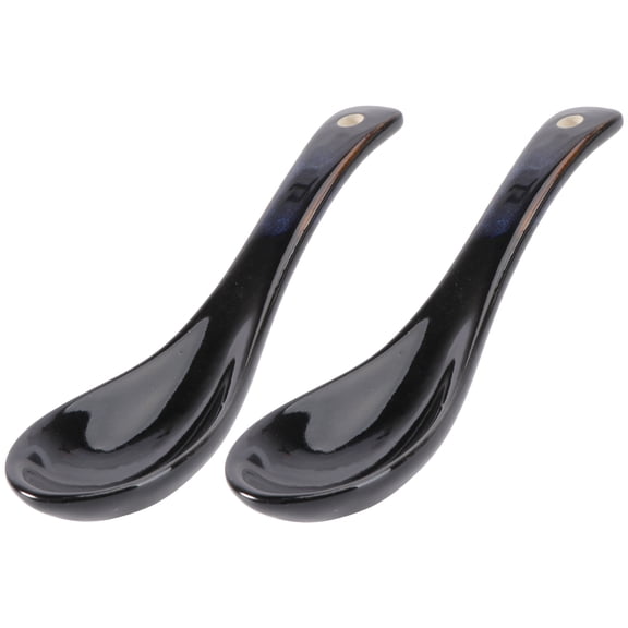 Raindrops Dinner Spoons Long Handle Chinese Style 2Pcs 5.4x1.6in