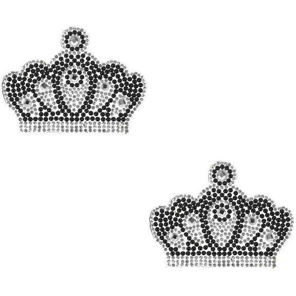 Raindrops 2pcs Crown Patch Iron On Patch Embroidery Rhinestones Applique Decoration DIY Clothing Accessory