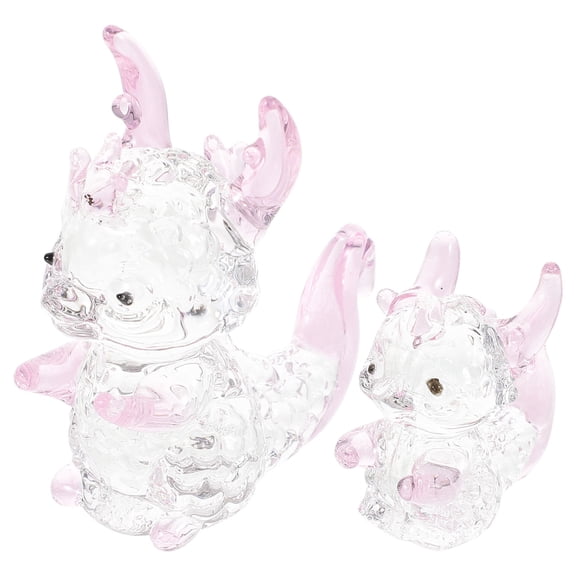 Raindrops 2pcs Crystal Dragon Figurine Adorable Dragon Decoration Mini Crystal Animal Sculpture Decor