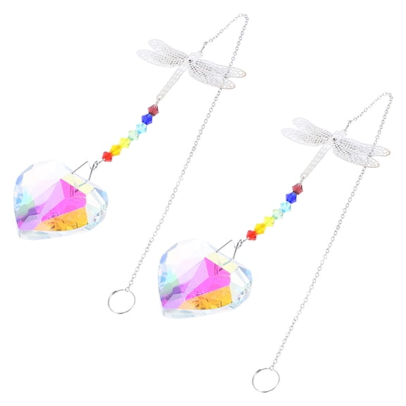 Raindrops 2pcs Crystal Metal Dragonfly Pendant Light Ornaments Crystal Prisms Suncatcher Window Hanging Ornaments For Home Decor