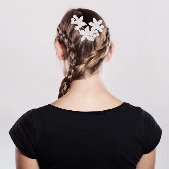 Raindrops 2Pcs Bridal Hair Pin with and Matte Flower Design for Wedding Hair Decoration White