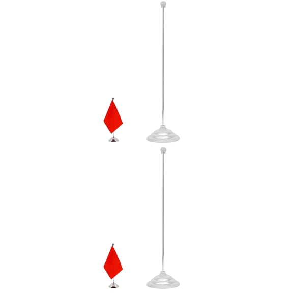 USHOBE Wear-Resistant Plated Silver Desktop Flag Stand for Home and Office 2Pcs