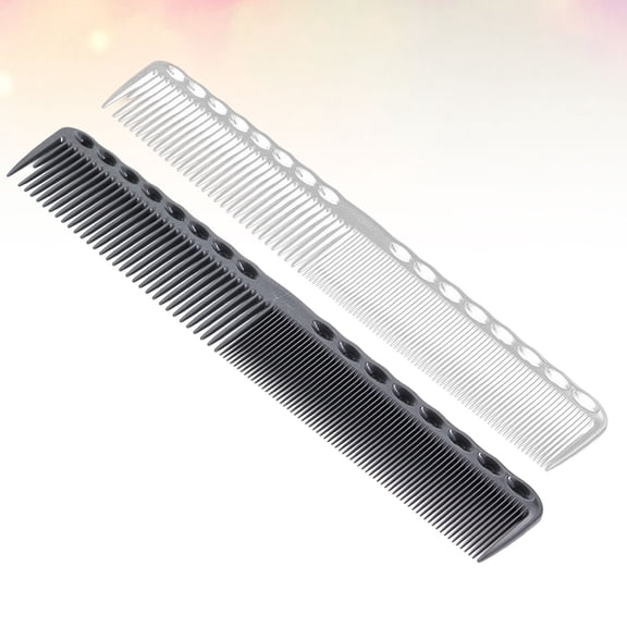 Raindrops Hairdressing Comb Black Plastic for Professional and Home Use 2Pcs