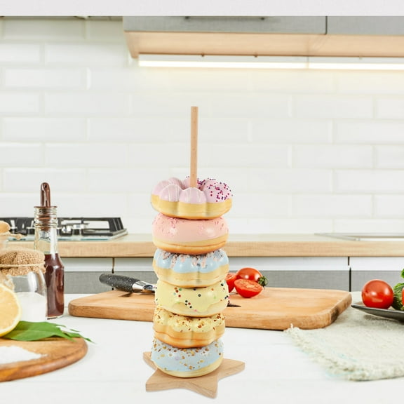 Raindrops 2pcs Donut Rack Wooden Donut Bagels Display Stand Holder Donut Storage Stand