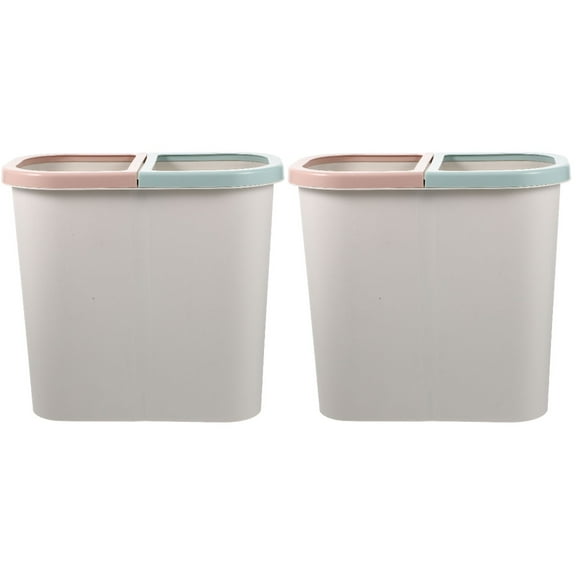 USHOBE Trash Can White 2Pcs Home Space-saving Waste Storage