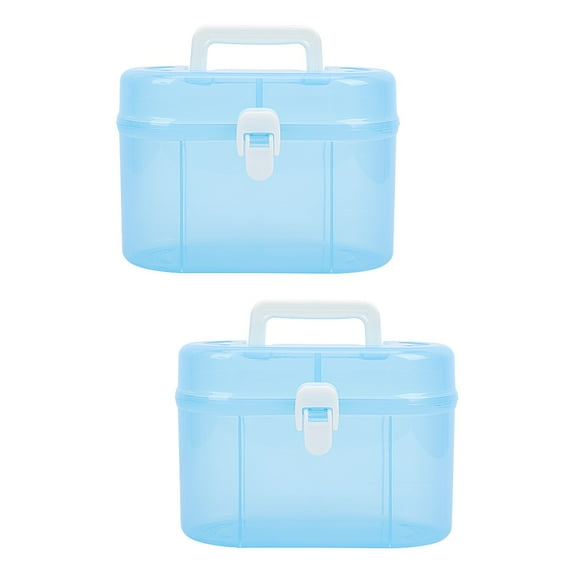 Raindrops 2pcs Double Layer Box Toy Organizer Desktop Storage Box Transparent Box for Home