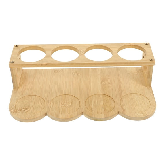 Raindrops 2pcs Double Tier Round Hole Bamboo Oilcan Rack Kitchen Seasoning Jar Organizer Display Shelf