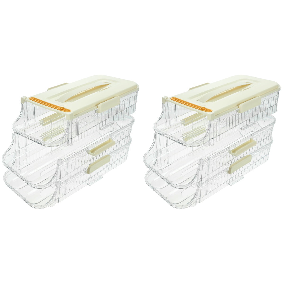 Raindrops 2pcs Egg Holder Automatic Scrolling Egg Box Holder Slide Egg Tray Carrier Refrigerator Egg Holder(3 Layers)