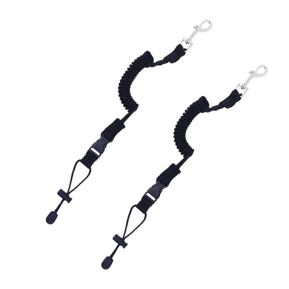 Raindrops 2pcs Elastic Paddle Leash Fishing Rod Safety Cord Tether Hook for Kayak Canoe Boat Extended to 155CM (Black)