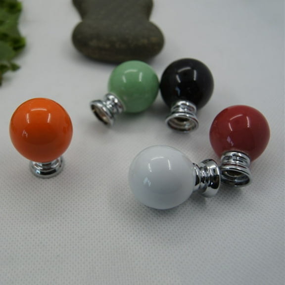 Raindrops 2pcs European Rural Design Single Hole Round Ceramic Kitchen Cupboard Cabinet Drawer Door Knobs Pull Handles (Green)