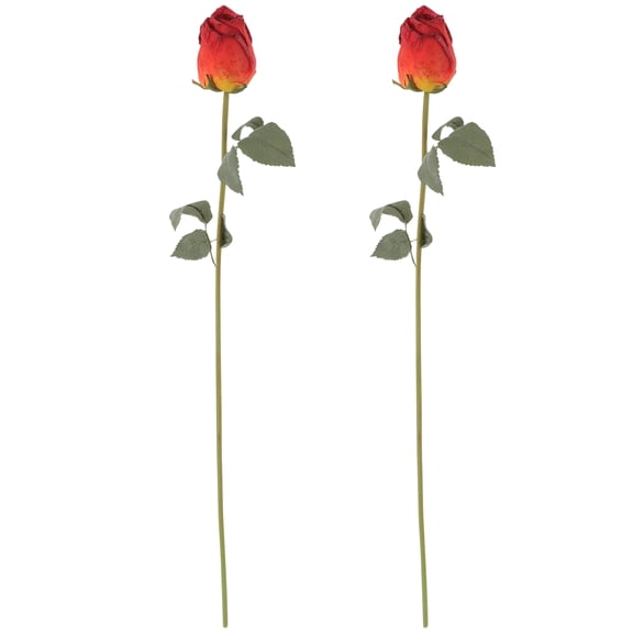 Set of 2 Raindrops Outdoor Artificial Roses Faux Flowers for Patio Garden Decor, Floral Accents, Weather-Resistant Decorative Plants