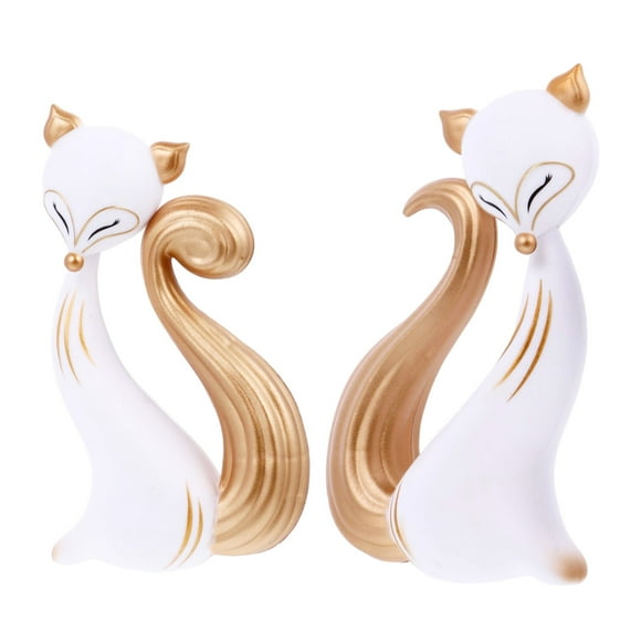 Raindrops Creative Love Fox Cake Ornament, White, Smooth Surface, for Cake 2Pcs