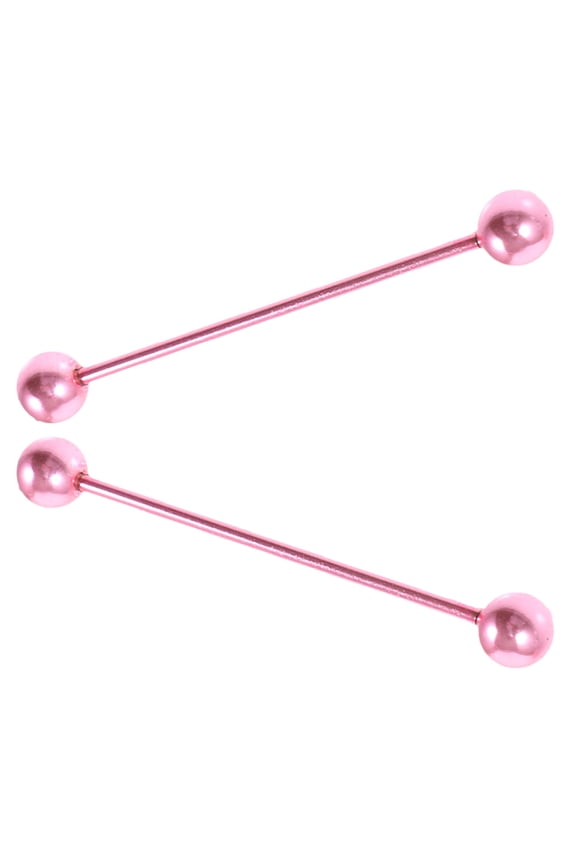 2pcs Stainless Steel Electroplated Barbell Earrings for Cartilage Piercing, Fashionable Body Jewelry Set