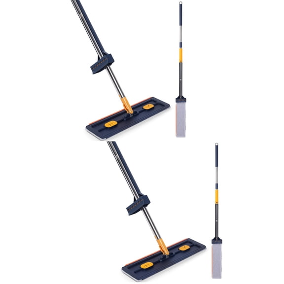 Raindrops 2pcs Flat Mop Flat Floor Mop Non-wash Mop Multi Functional Mop With Mop Pads