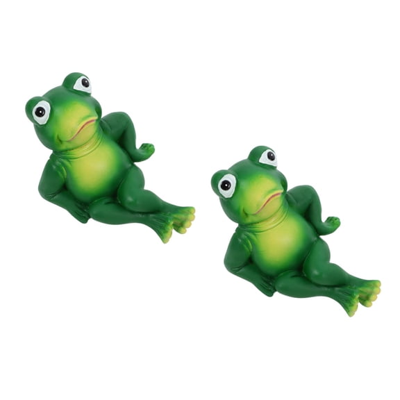 Raindrops Charming Green Resin Frog Figurine for Garden and Desk Decor 2Pcs