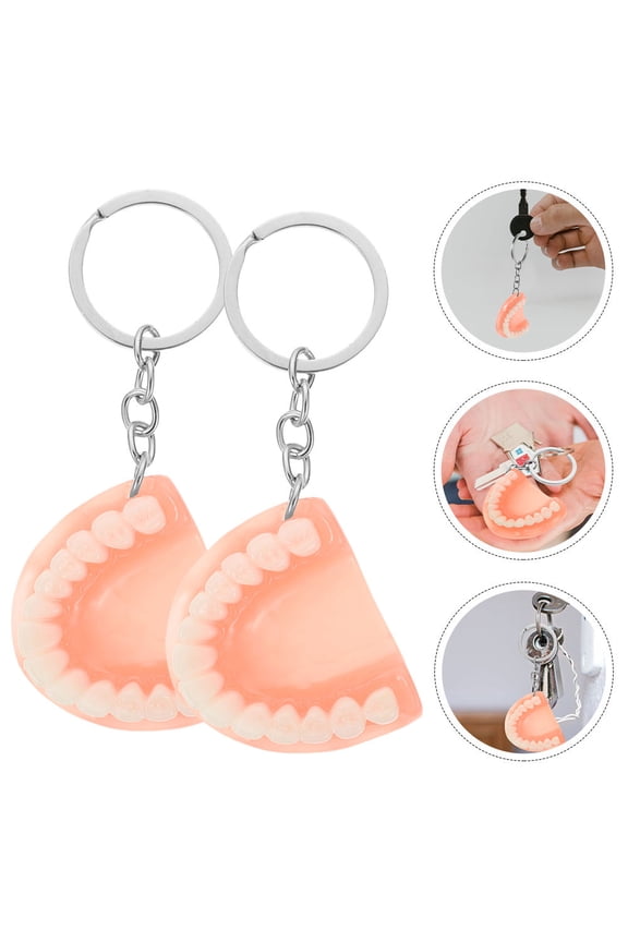 2pcs Funny Keychains Tooth Keychains Hanging Ornament Halloween Party Favors