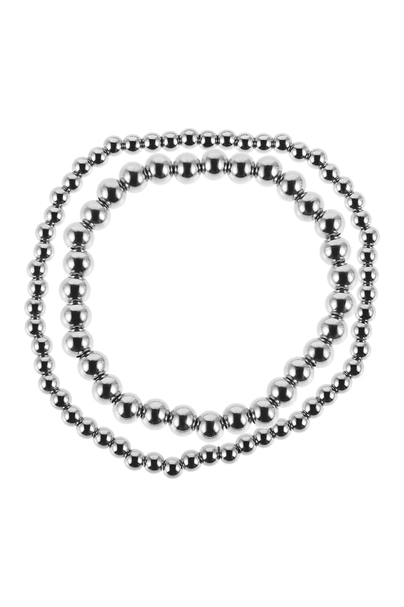 2pcs Bracelets Beads Titanium Steel Stackable High Gloss Finish For Women Versatile Occasions