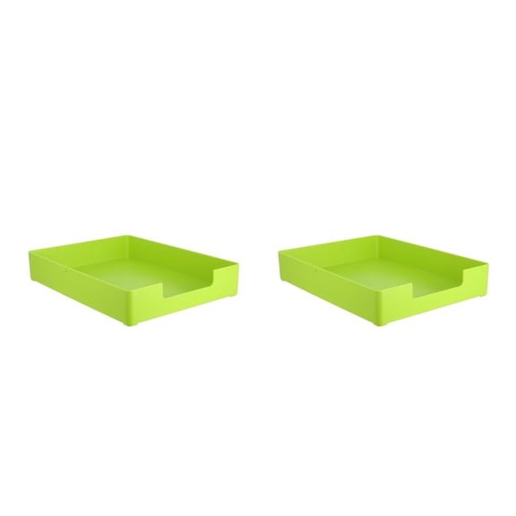 Raindrops 2-Piece Green Desk Organizer Set with Stackable Letter Trays and Plastic Pen Holder for Office Desktop Document Storage