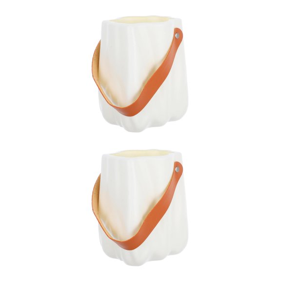 FOMIYES White Pe PU Handbag Flower Pot Modern Design Lightweight Vase 2Pcs